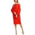 thumbnail image 1 of Lela Rose womens  Off-the-Shoulder Wool-Blend Dress, 10, Red, 1 of 3
