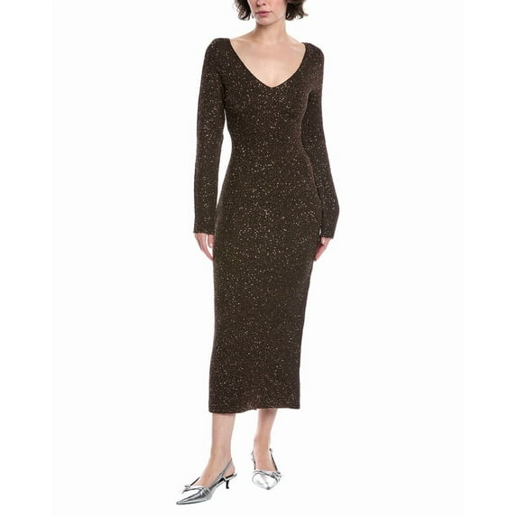 Lela Rose womens Sequin Midi Sweaterdress, m, Brown