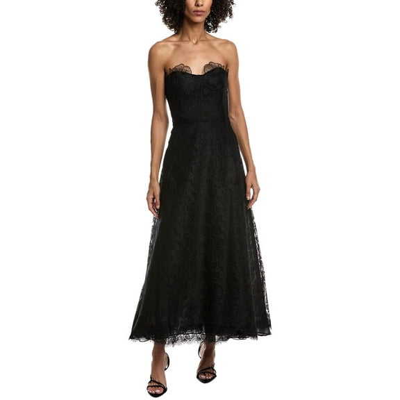 Lela Rose womens Tulip Lace Gown, 12, Black