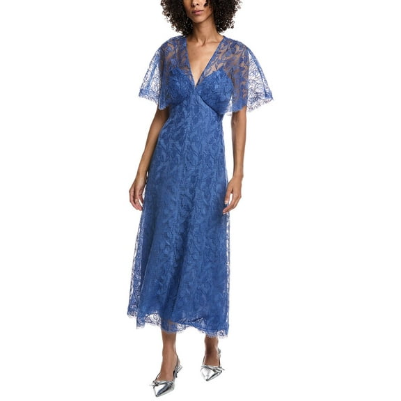Lela Rose womens  Tulip Lace Midi Dress, 4, Blue