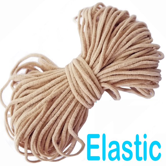 Lelaffet 200 Yards Soft Round Elastic Cord Band for Face Mask Sewing 1/8 inch 3 mm
