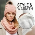 thumbnail image 1 of Lelaffet 2022 Women Beanie Hat and Scarf Gift Set Warm Knitted Pom Poms Hat Thick Winter Soft Chunky Cap Pink, 1 of 2