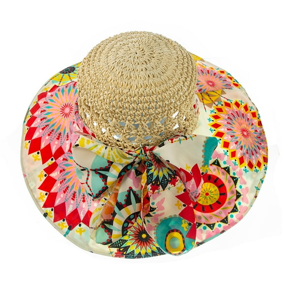 Lelaffet Floppy Beach Summer Hat Wide Brim Sun Cap Vacation Sunhat for Womens Hats Red