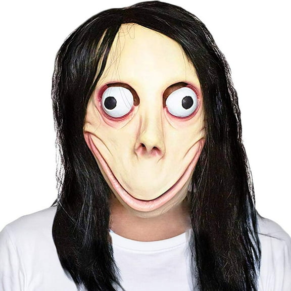 Lelaffet Latex Mask Adult Full Head Masks with Black Hair Accessory