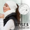 thumbnail image 1 of Lelaffet Women Hat and Scarf Set Beanietail High Bun Ponytail Stretchy Knit Beanie Skull Winter Cable Knitted Hat White, 1 of 3