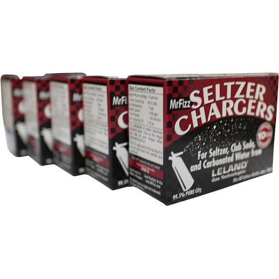 Leland 30405-2 8g Mr. Fizz Seltzer Soda Chargers, Two Boxes of 50 for a Total of 100 Cylinders