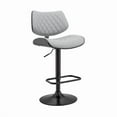 thumbnail image 1 of Leland Adjustable Gray Faux Leather & Black Finish Bar Stool, 1 of 1