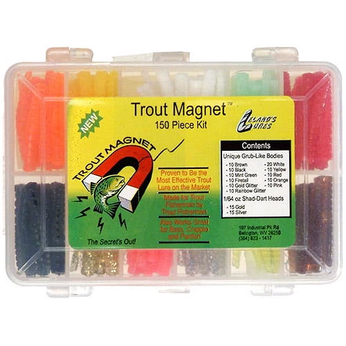 Leland Lures Trout Magnet Softbait and Jig Kit Assorted Colors, 150 Count 