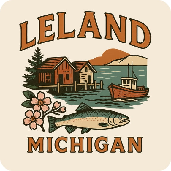 Leland Michigan Keepsakes Souvenir Vinyl Sticker – Destination Travel Keepsake Collectible (3-Inches Wide)