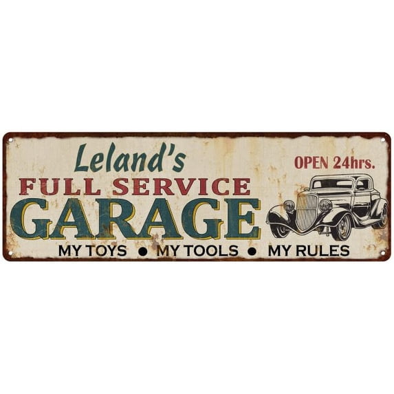 Leland's Full Service Garage Metal Sign 6x18 Rusty Man Cave 106180047298