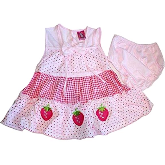 Lele Baby Girls Pink Polka Dot Dress & Diaper Cover - 9 Months