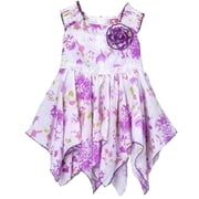 Lele Baby Girls Purple Floral Handkerchief Dress 12 Months
