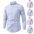 thumbnail image 1 of Leleluli Men's Striped Button Down Shirt, Button Collar Cotton Casual Dress Long Sleeve Tops With Chest Pocket, Slim Fit Lapel Stripe Shirts for Business Daily Office, 1 of 9