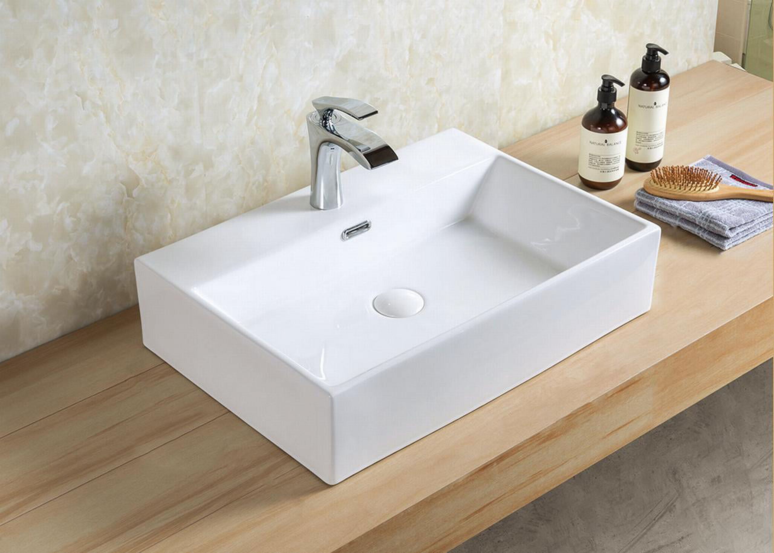 Lelia Over the Counter Vessel Ceramic Basin Sink, Glossy White