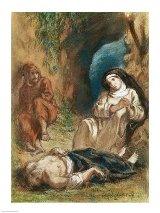 Lelia in the Cave Canvas Art - Eugene Delacroix (18 x 24)