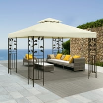 Lelinta 10ft x 10ft Beige Top Cover Double Layer Pop Up Outdoor Canopy, Sunproof and Waterproof
