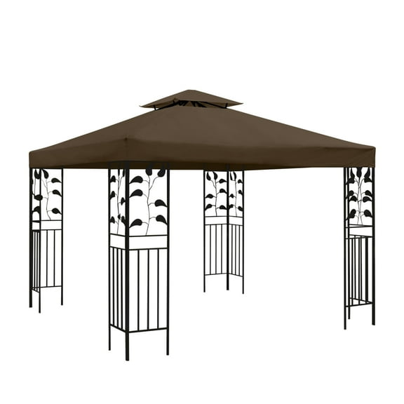Lelinta 118"x118" Brown Top Cover Double Tiered Outdoor Canopy, Waterproof