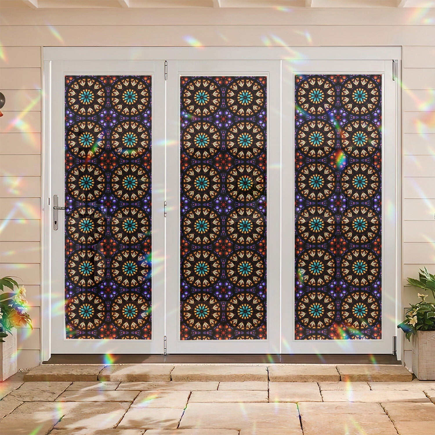 Window Motivs Leliving 17.7x78.7 inches Gothic Rose Window Motifs Stained Glass ...