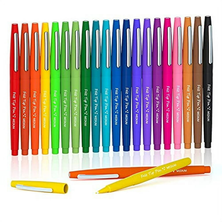 Lelix 20 Colors Felt Tip Pens, Medium Point Felt Pens, Assorted