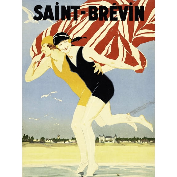 Lelong Saint-Brevin Beach Holiday France Advert Extra Large Art Print Wall Mural Poster Premium XL