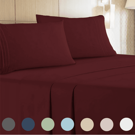 Leluxe Home 4 Piece Extra Deep Pocket Sheet Set - Cooling Wrinkle Free Bed Sheets full