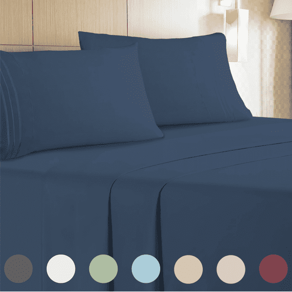 Leluxe Home 4 Piece Extra Deep Pocket Sheet Set - Cooling Wrinkle Free Bed Sheets king