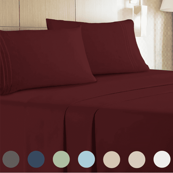 Leluxe Home 4 Piece Extra Deep Pocket Sheet Set - Cooling Wrinkle Free Bed Sheets king