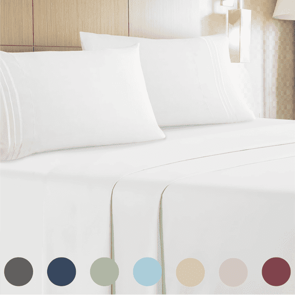 Leluxe Home 4 Piece Extra Deep Pocket Sheet Set - Cooling Wrinkle Free Bed Sheets queen