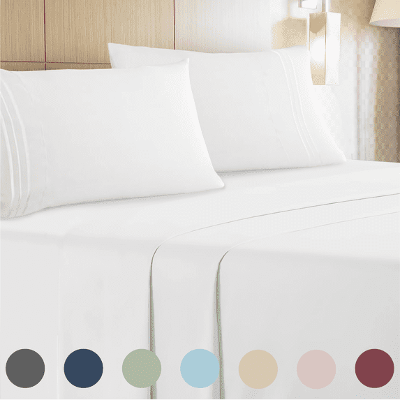 Leluxe Home 4 Piece Extra Deep Pocket Sheet Set - Cooling Wrinkle Free Bed Sheets queen