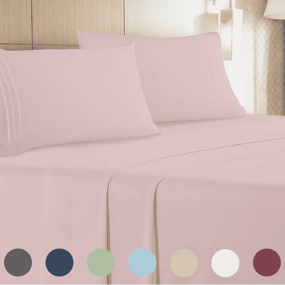 Leluxe Home 4-Piece King Sheet Set - Cooling, Wrinkle-Free, Pink