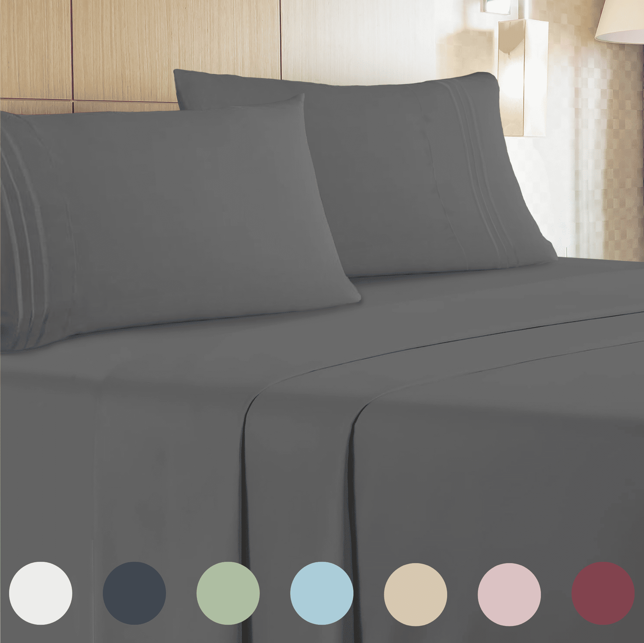 Leluxe Home 4-Piece Queen Sheet Set Charcoal - Cooling, Wrinkle Free - Walmart.com
