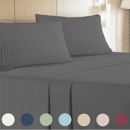 Leluxe Home Charcoal 3-Piece Twin Sheet Set - Cooling, Wrinkle Free