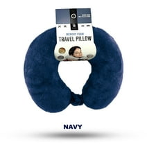 Leluxe Home Travel Neck Pillow and Eye Mask set - Memory Foam Travel Pillow 2 Piece set in velvet with eye mask - Navy