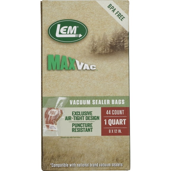 LEM Products Vacuum Sealers LEM Products LEM Products Maxvac Quart Vacuum Bags - 8"x12" 44/ct Buy At Cross Toss Trading