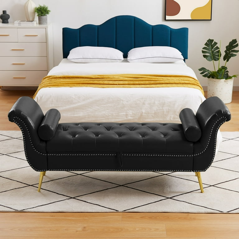 Faux leather 2024 bedroom bench