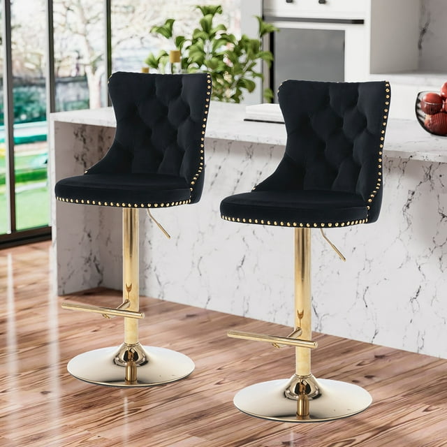 Lemacte Swivel Bar Stools Set of 2, Adjustable Counter Height Barstools ...