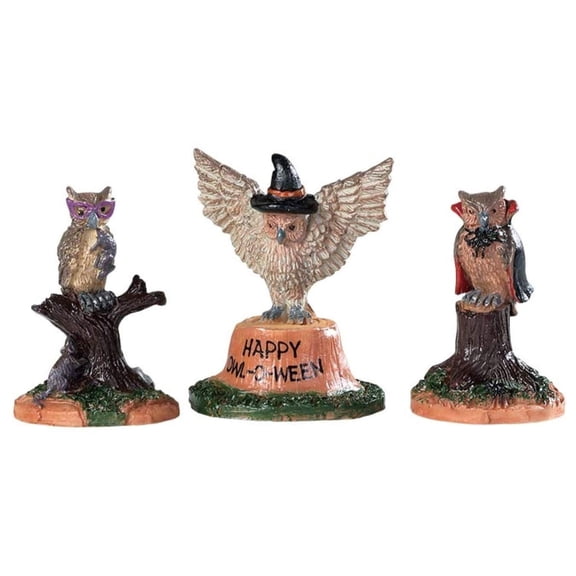 Lemax Spooky Town Happy Owl-O-Ween, Set of 3 .#94524