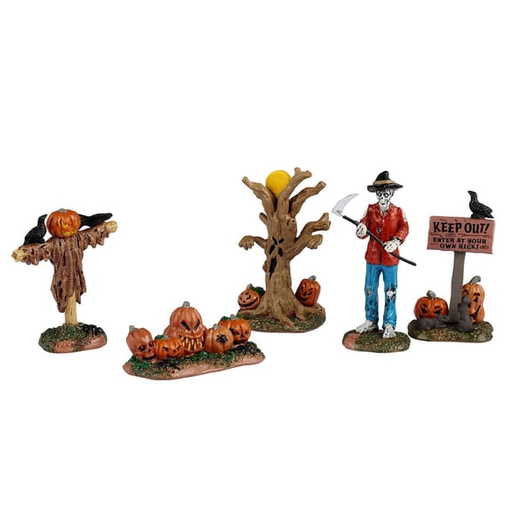 Lemax . Creepy Pumpkin Patch Set Orange & Black 3"