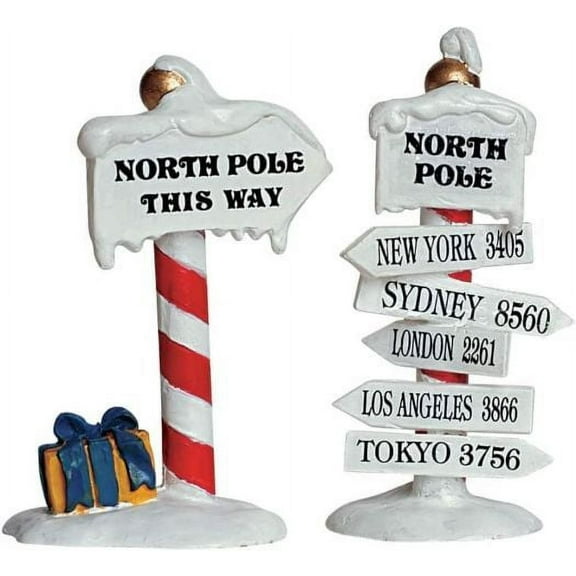 Lemax Village Collection North Pole Signs Set Of 2