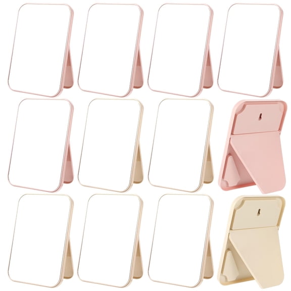 Lemecima 12 Pcs Table Mirrors Spa Party Supplies for Girls, Pink & Beige Foldable Vanity Makeup Mirror for Sleepover Slumber Birthday Favors Gift Beauty Accessories Y102