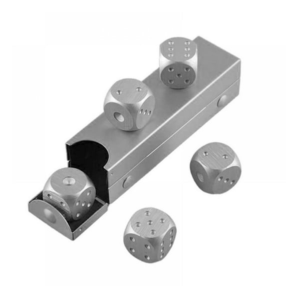 Lemetow One Set Precision Aluminum Alloy Solid Metal Dices With Portable Box Poker Party Game Portable Dice Man Boyfriend Gift