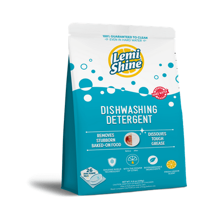 Lemi Shine Auto Dish Detergent Pods, Fresh Lemon Scent, 26 Ct