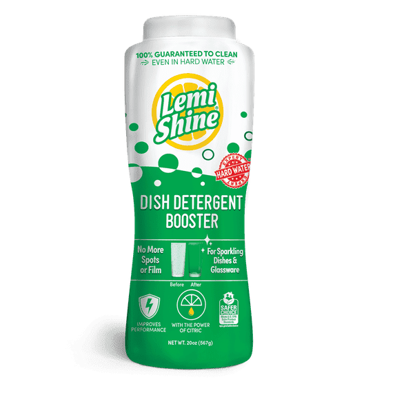 Lemi Shine Dish Detergent Booster, Gets Rid of Hard Water Spots, 20 oz - 4 pack