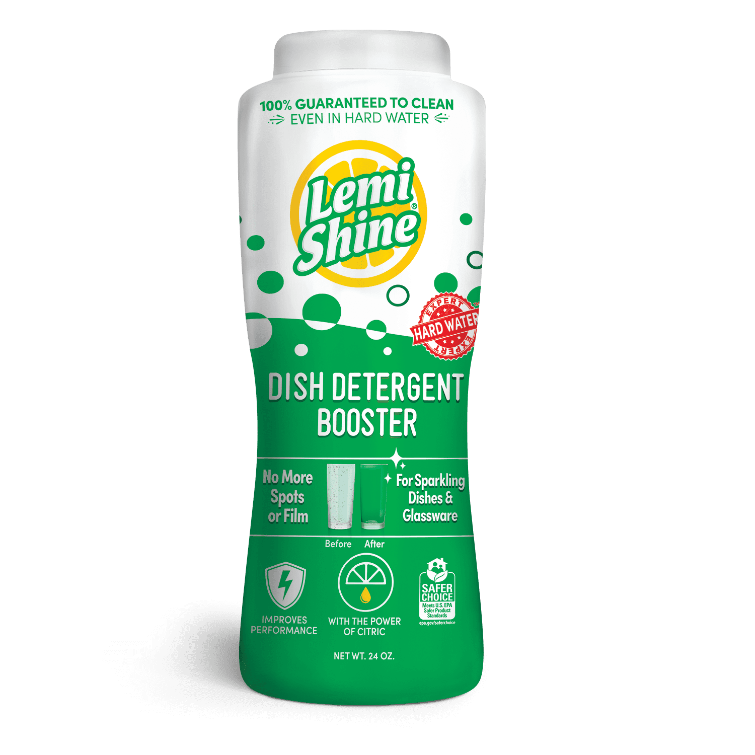 Lemi Shine Dish Detergent Booster, Gets Rid of Hard Water Spots, 24 oz.
