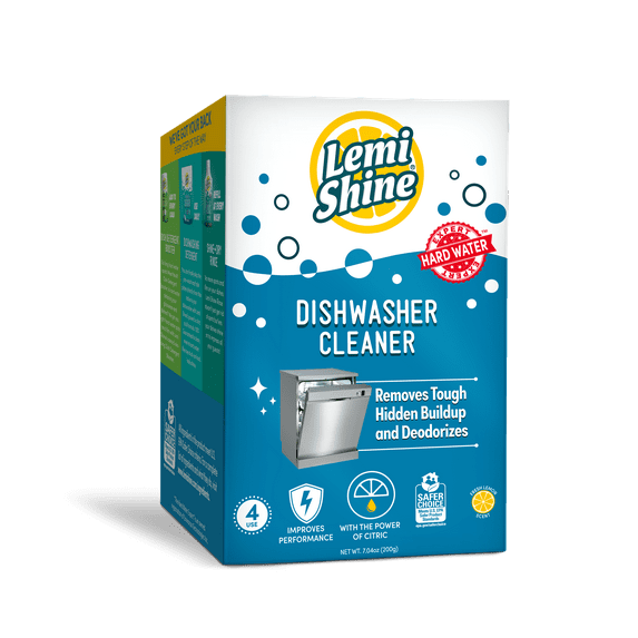 Lemi Shine Dishwasher Cleaner, Lemon Scent, Deodorizes and Removes Build-up, 4 Ct