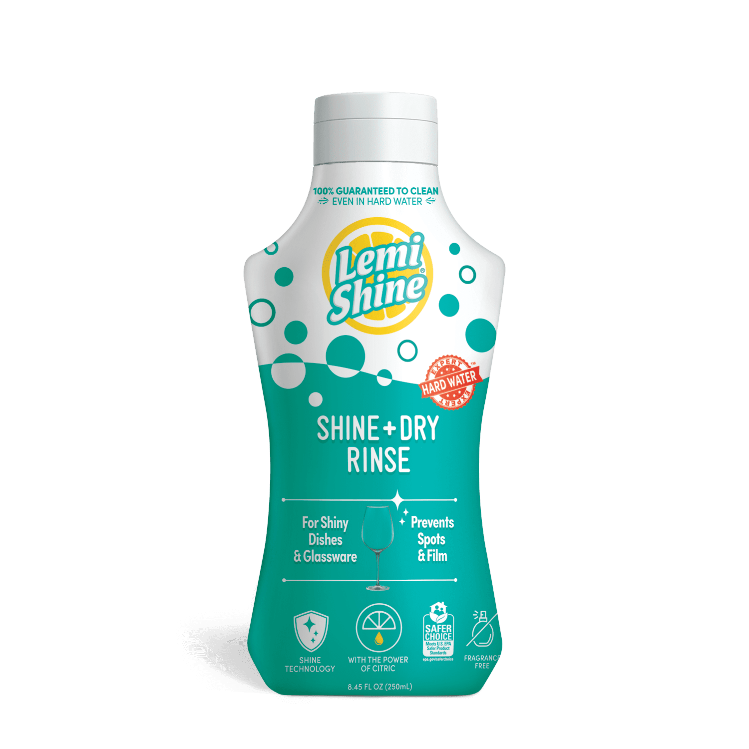 Lemi Shine - Shine + Dry Natural Dishwasher Rinse Aid, Hard  Water Stain Remover (1 Pack - 25 oz) : Health & Household
