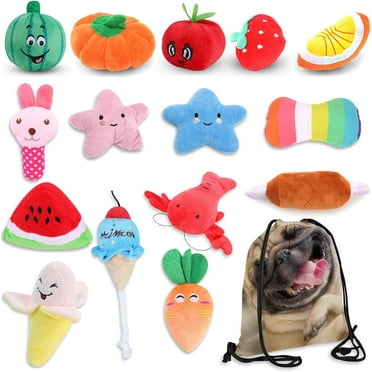 Lemical Squeaky Doy Toys Puppy Toys Washable Pets Toys Plush Dog Toy Set with Drawstring Bag Sound Chew Toy for Small Medium Dogs and Cats Teething Training Boredom