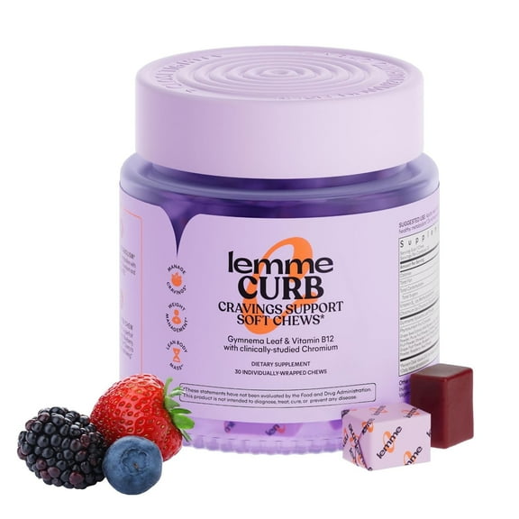 Lemme Curb Cravings Soft Chews - Manage Appetite, Support Metabolism & Lean Body w/Clinically Studied Chromium, Gymnema & B12 for Healthy Weight Management, Mixed Berry, 30 Count