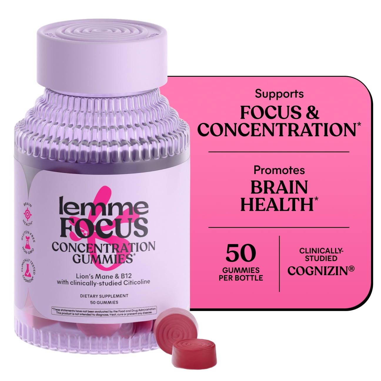 Lemme Focus Concentration & Brain Health Gummies with Cognizin