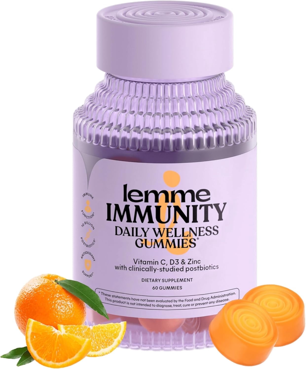 Lemme Immunity Daily Wellness Gummies, Sweet Orange Flavored, 60